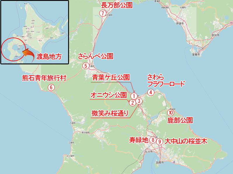 渡島の桜名所10選 森町・八雲町などの厳選花見スポット相関マップ