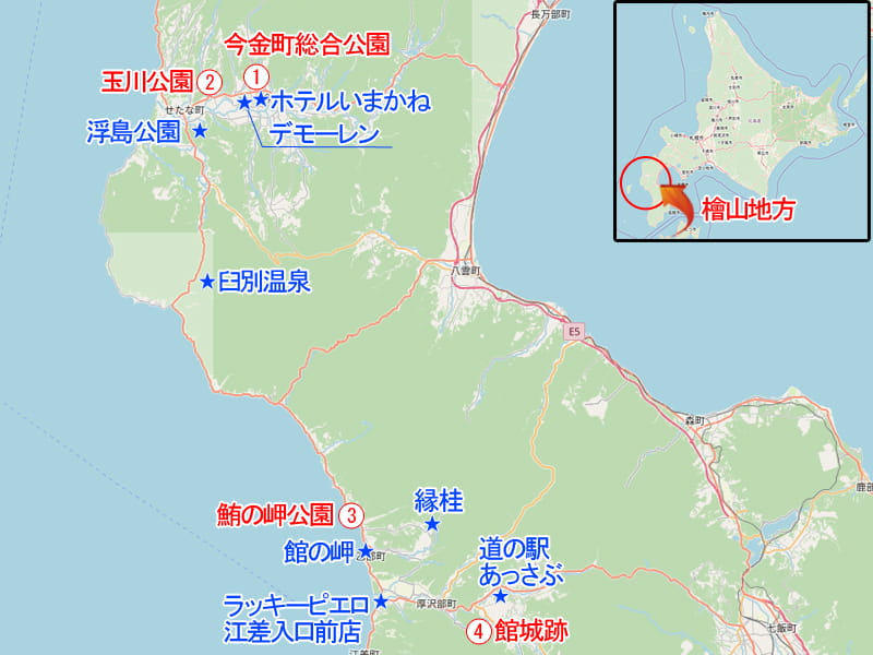北海道檜山地方の桜スポット相関マップ