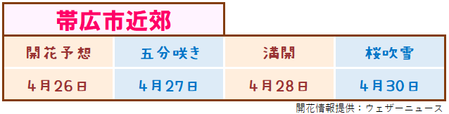 十勝地方桜選 帯広周辺市町村には名所や穴場が沢山